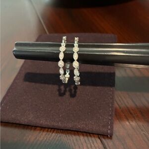 Elegant Silver Hoop CZ Earrings